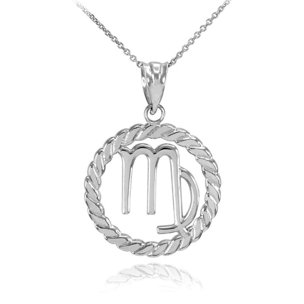 Sterling Silver Virgo Zodiac Sign Pendant Necklace